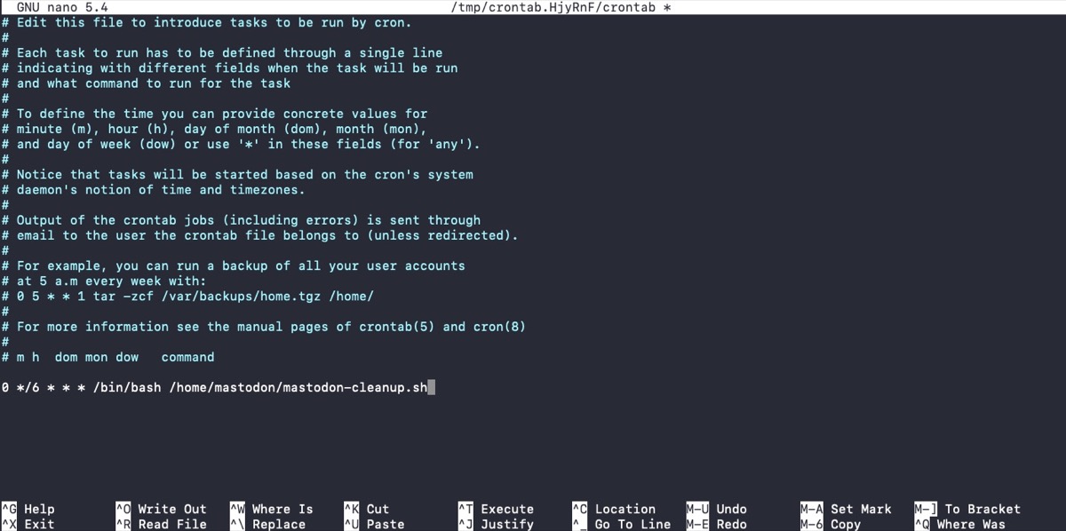 The crontab-settings
