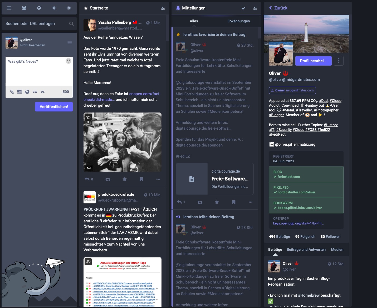 My timeline this Sunday on my own instance - Screenshot Courtesy of Author