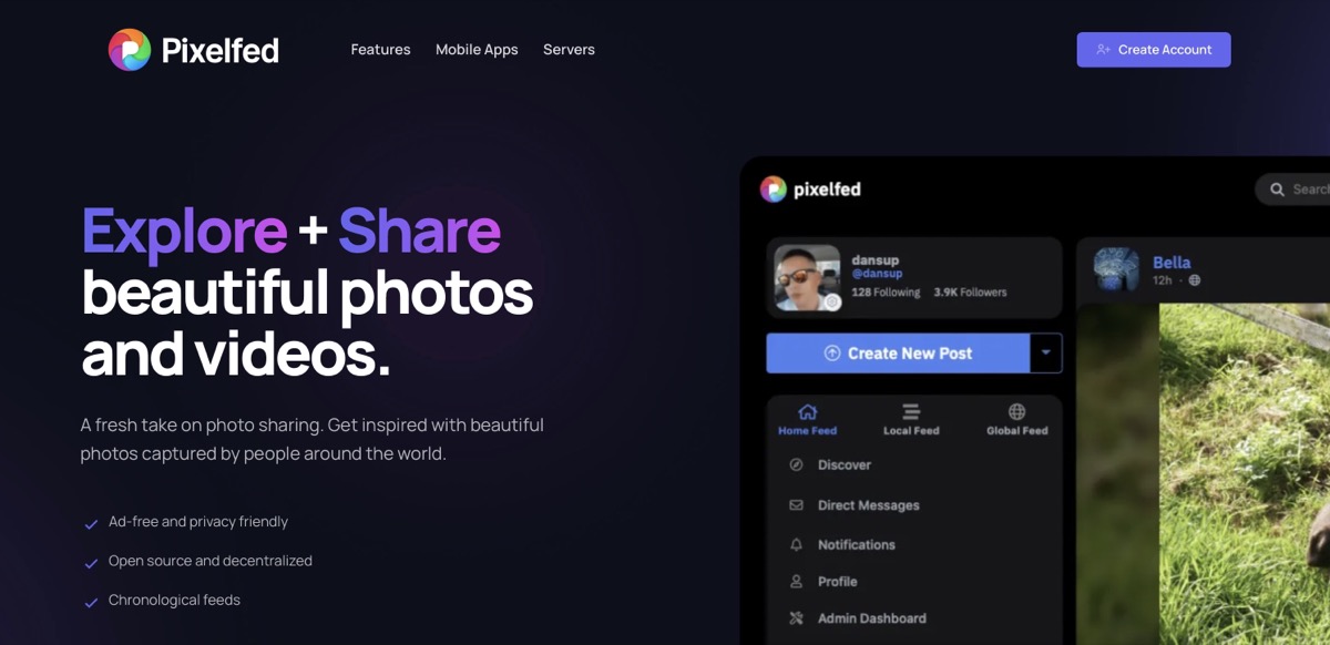 Pixelfed.org Welcome Site